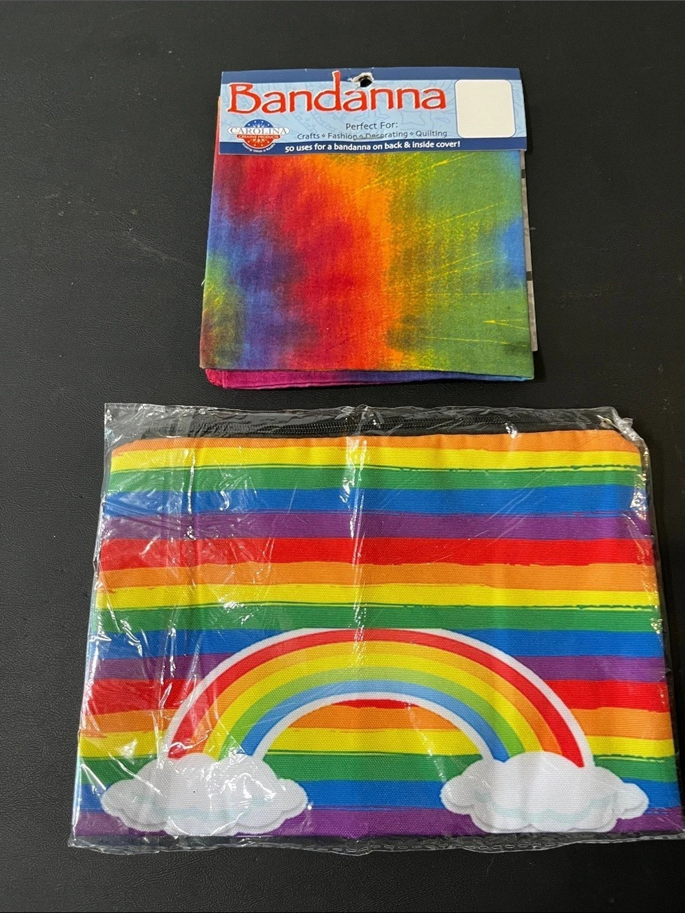 Rainbow Cosmetic Bag with Tie Dye Bandana